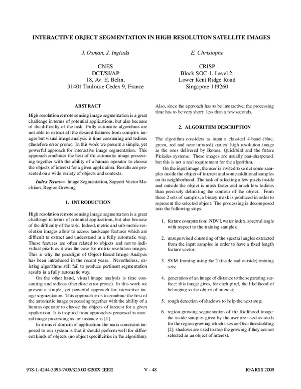 (PDF) Interactive object segmentation in high resolution satellite images