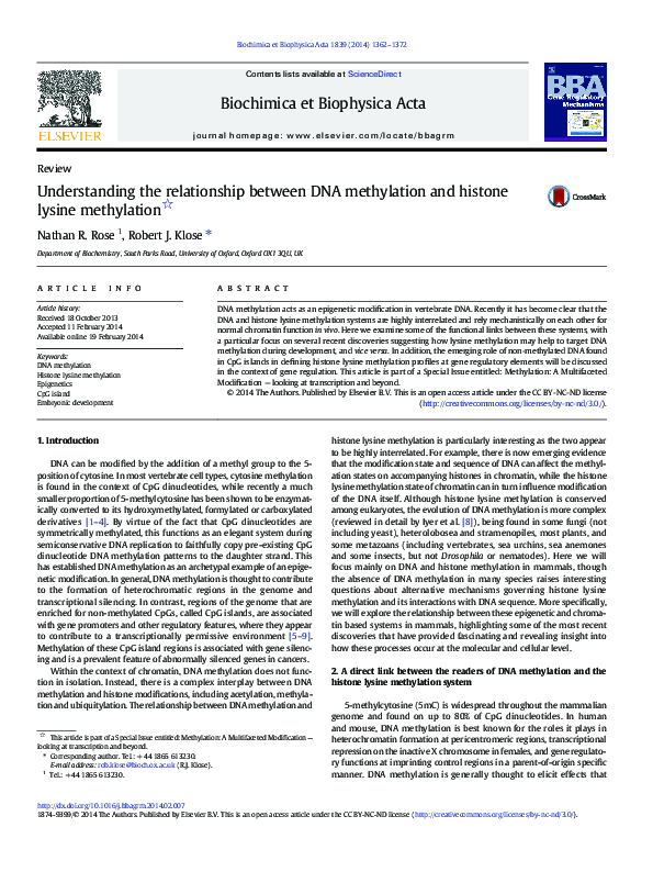 (PDF) Understanding the relationship between DNA methylation and ...