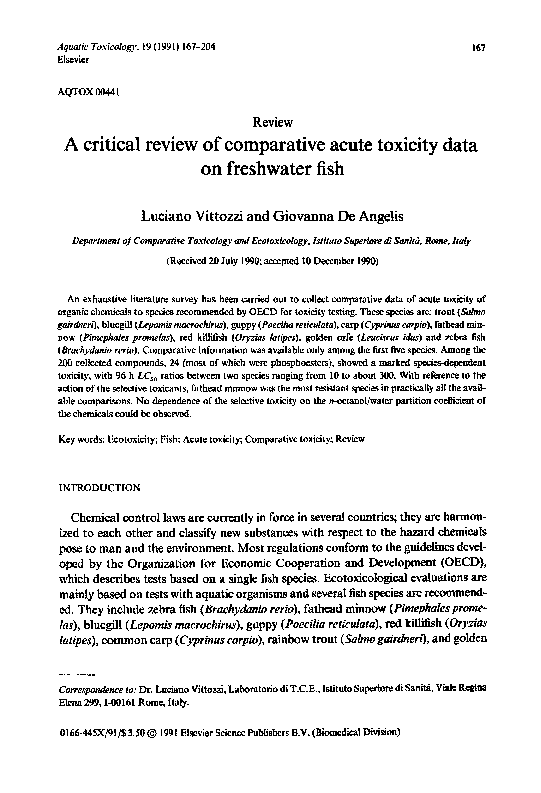(PDF) A critical review of comparative acute toxicity data on ...