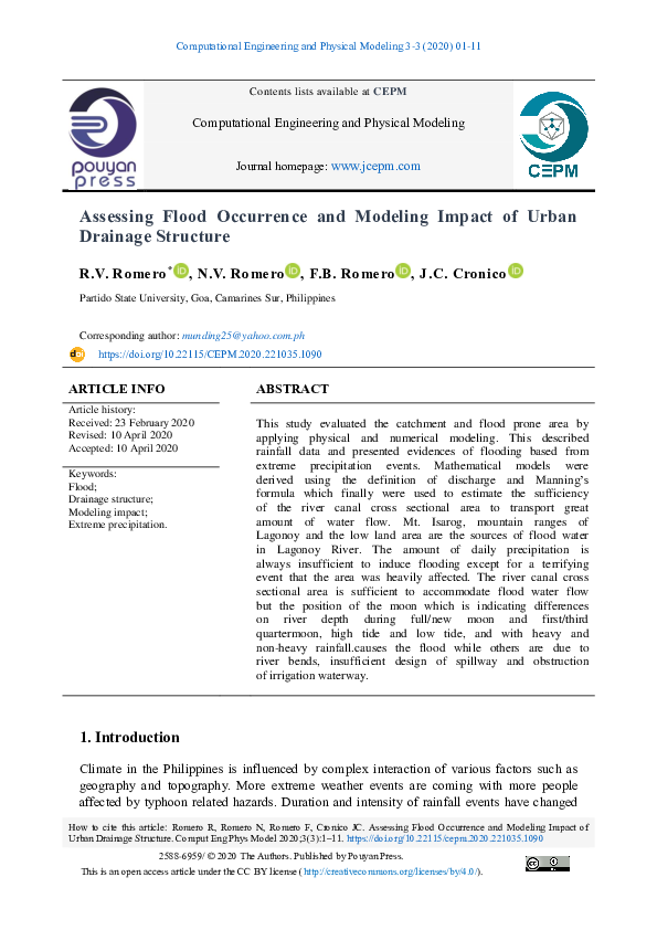 (PDF) Assessing Flood Occurrence and Modeling Impact of Urban Drainage ...