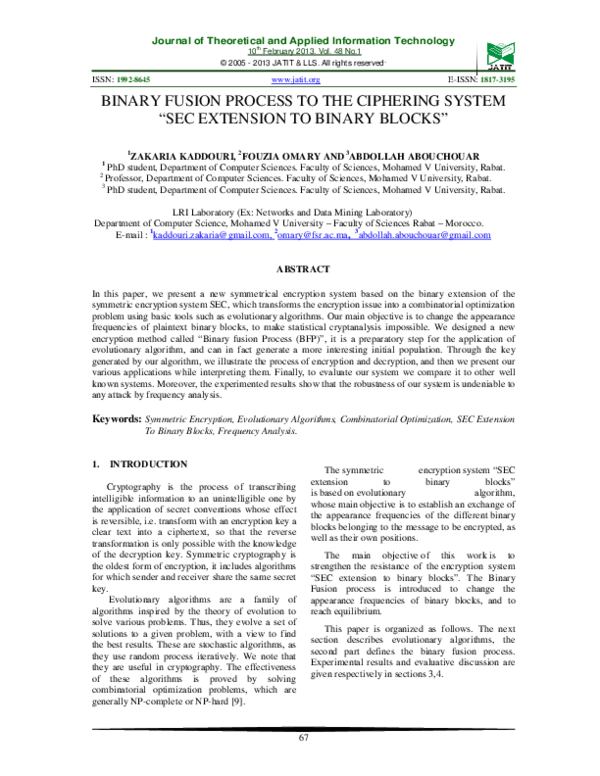 (PDF) Binary Fusion Process to the Ciphering System "Sec Extension to ...