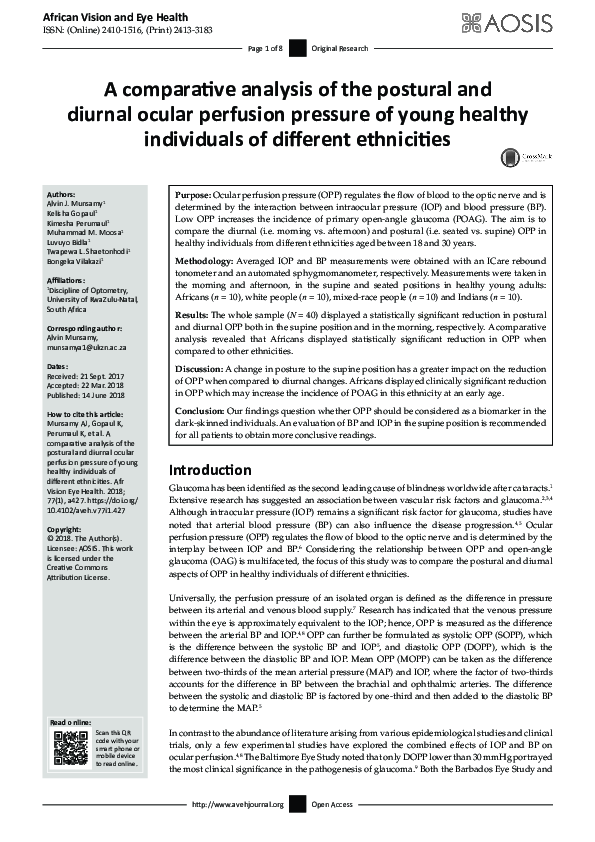 (PDF) A comparative analysis of the postural and diurnal ocular ...