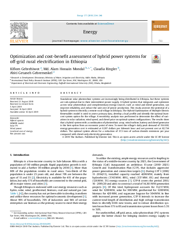 (PDF) Optimization and cost-benefit assessment of hybrid power systems ...