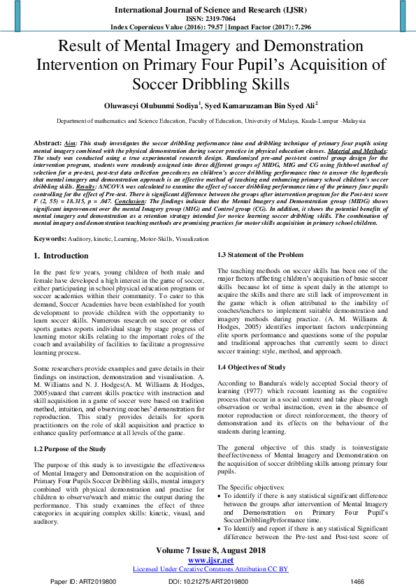 (PDF) Result of Mental Imagery and Demonstration Intervention on ...