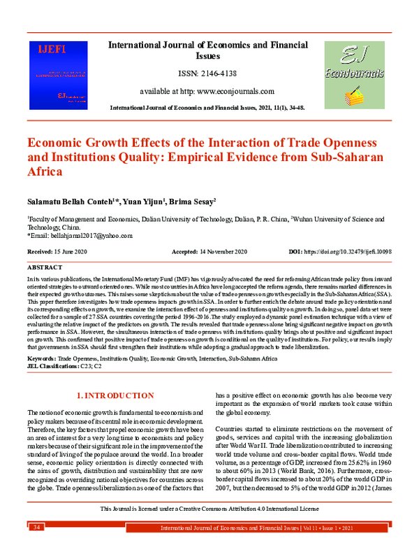 (PDF) Economic Growth Effects of the Interaction of Trade Openness and ...