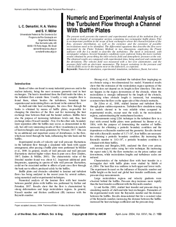 (PDF) Numeric and experimental analysis of the turbulent flow through a ...