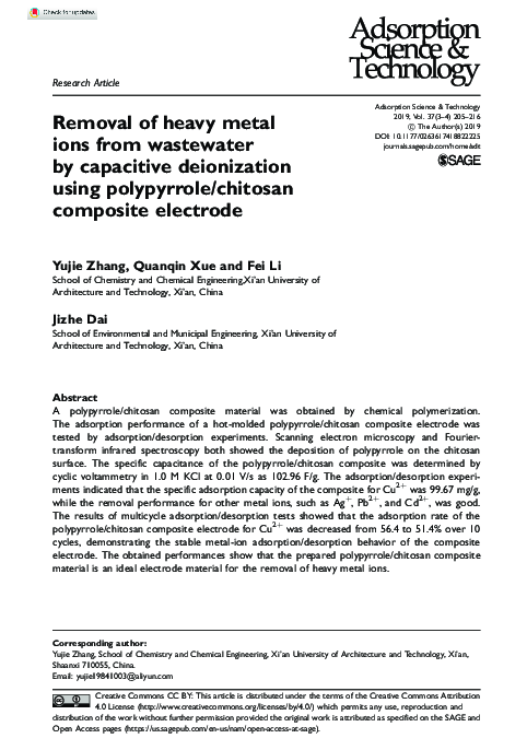 (PDF) Removal of heavy metal ions from wastewater by chemically ...