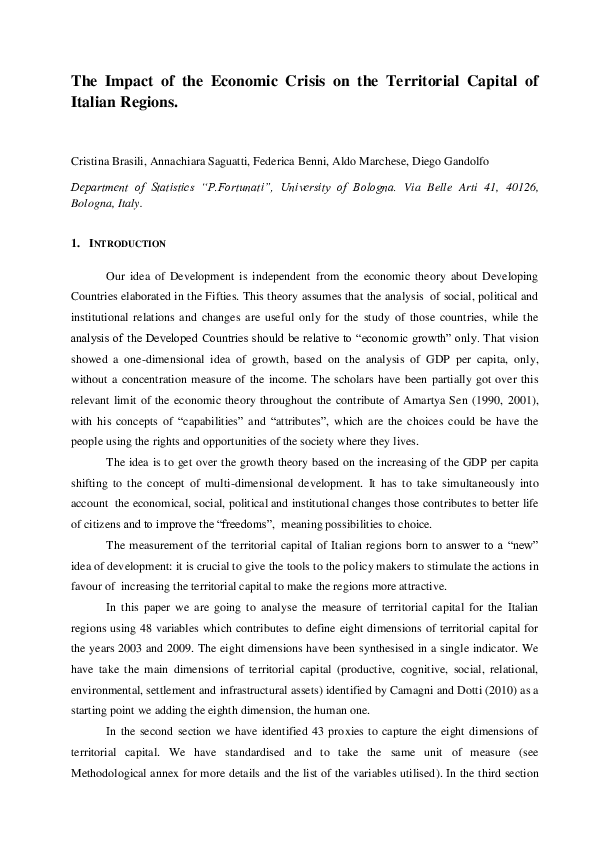 (PDF) The Impact of the Economic Crisis on the Territorial Capital of ...