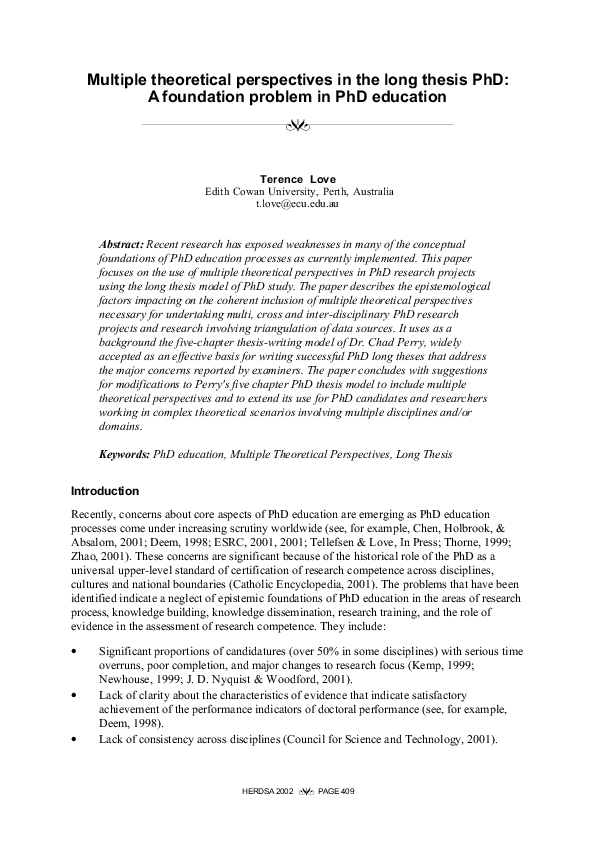 (PDF) Multiple Theoretical Perspectives in the Thesis PhD: A foundation ...