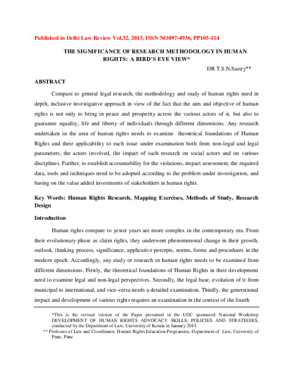 (PDF) The Significance of Research Methodology in Human Rights : A Bird ...