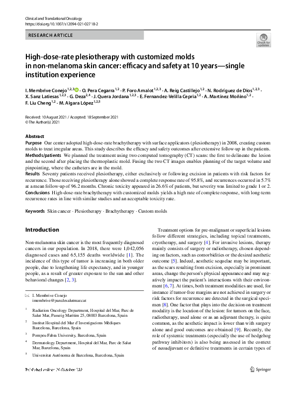 (PDF) High-dose-rate plesiotherapy with customized molds in non ...