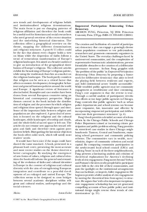 PDF) Empowered Participation: Reinventing Urban Democracy‐By