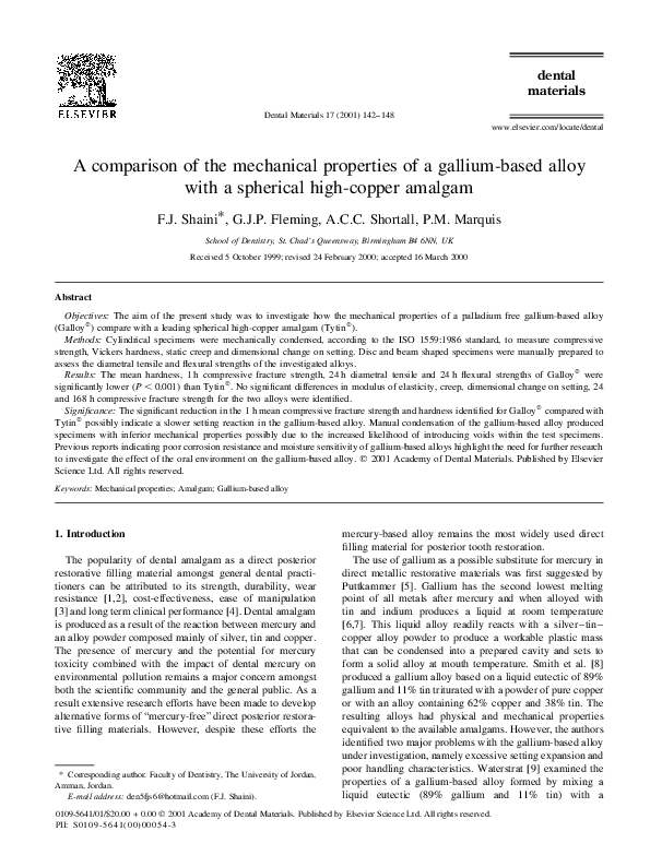 (PDF) A comparison of the mechanical properties of a galliumbased