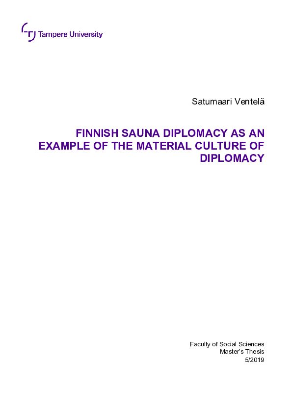 (PDF) Finnish sauna diplomacy as an example of the material culture of
