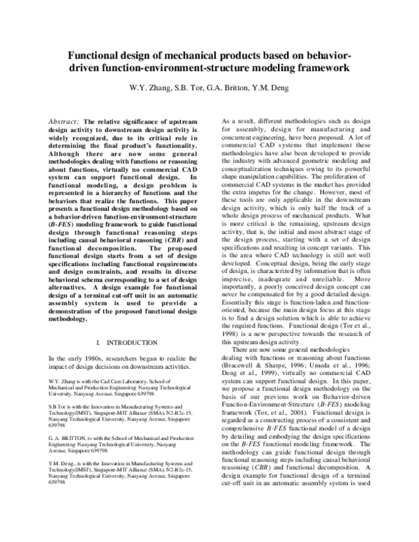 (PDF) Functional design of mechanical products based on behavior-driven ...