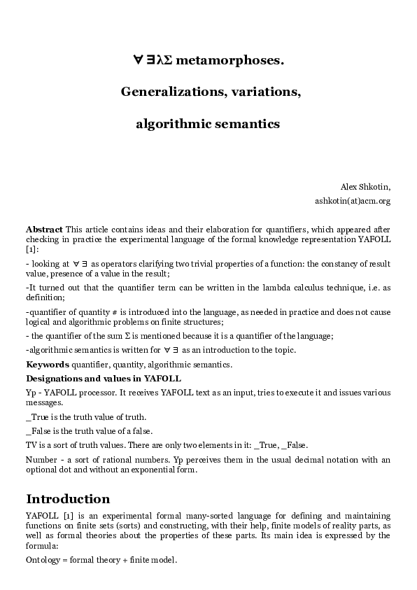 (PDF) Quantifiers metamorphoses. Generalizations, variations ...