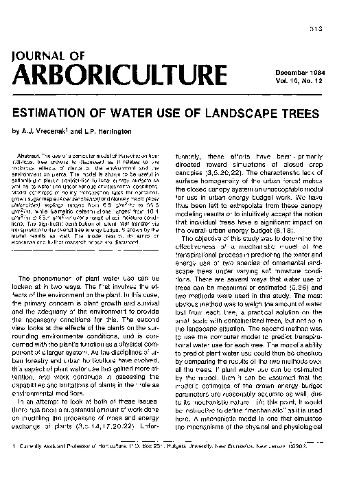 (PDF) Estimation of Water Use of Landscape Trees