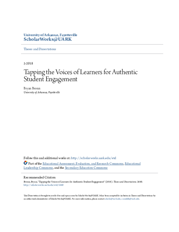 (PDF) Tapping the Voices of Learners for Authentic Student Engagement
