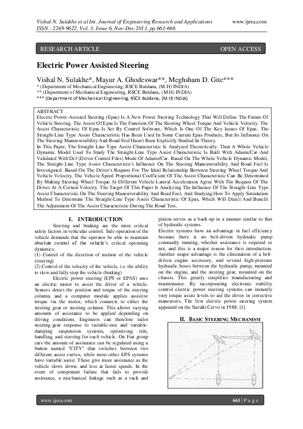 (PDF) Electric Power Assisted Steering