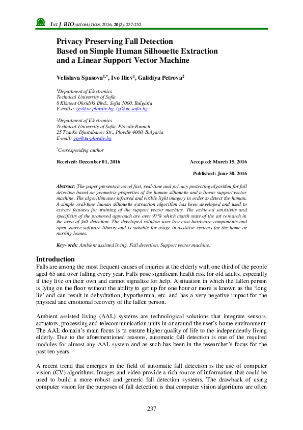(PDF) Privacy Preserving Fall Detection Based on Simple Human ...