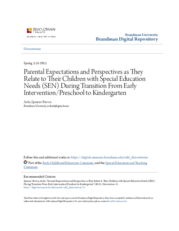 (PDF) Parental Expectations and Perspectives as They Relate to Their ...