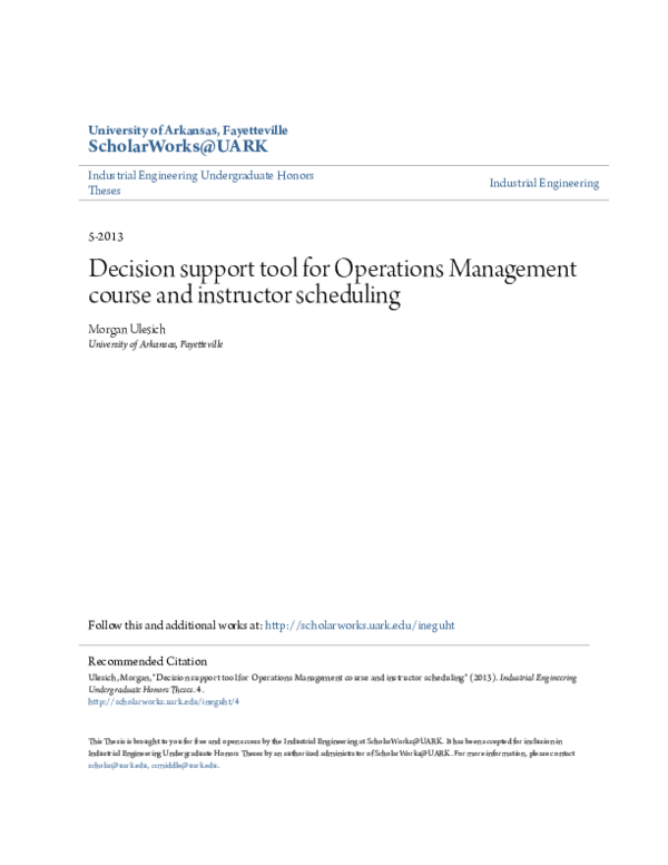 (PDF) Decision support tool for Operations Management course and ...