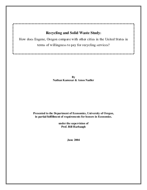 (PDF) Recycling and Solid Waste Study