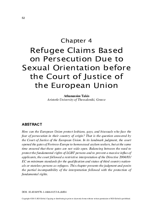 (PDF) Refugee Claims Based on Persecution Due to Sexual Orientation ...
