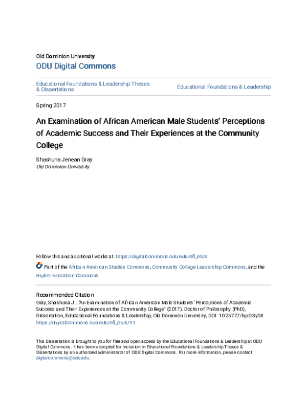 (PDF) An Examination of African American Male Students’ Perceptions of ...
