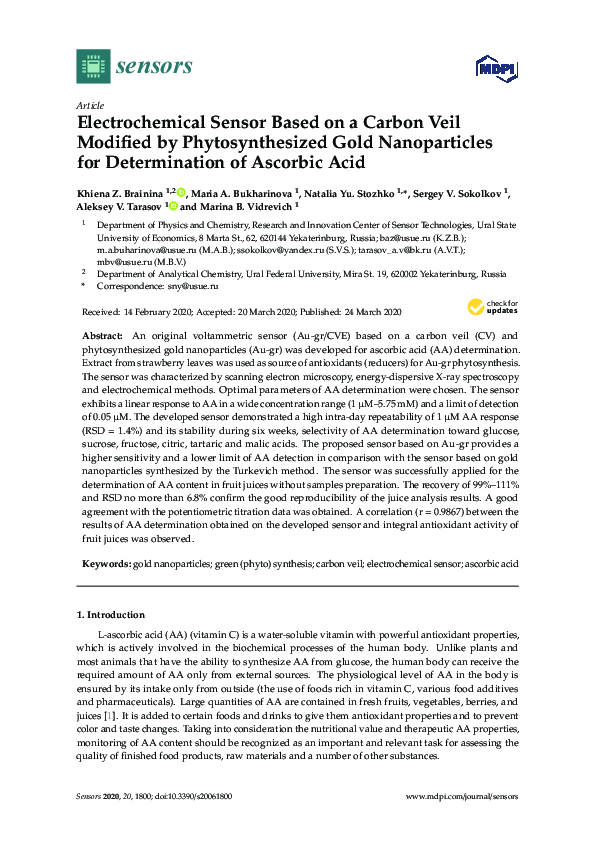 (PDF) Electrochemical Sensor Based on a Carbon Veil Modified by ...