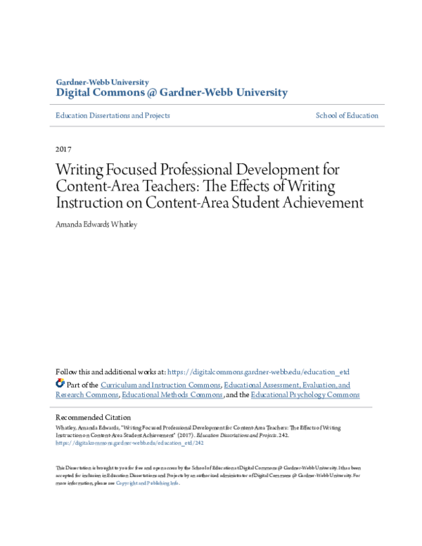 (PDF) Writing Focused Professional Development for Content-Area ...