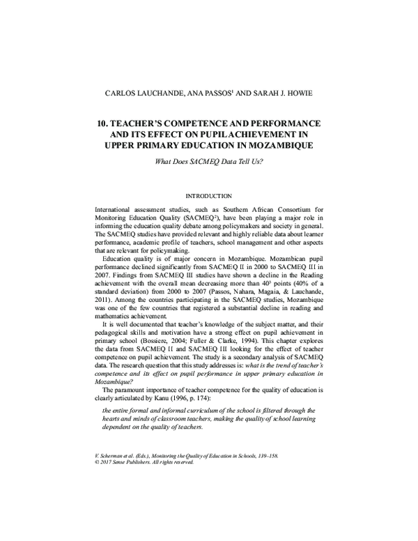 (PDF) Teacher’s Competence and Performance and Its Effect on Pupil ...