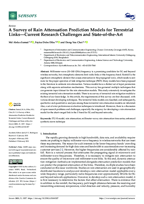 (PDF) A Survey of Rain Attenuation Prediction Models for Terrestrial ...