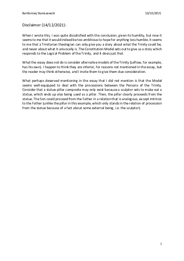 (PDF) Evaluation of the Constitution Model of the Trinity