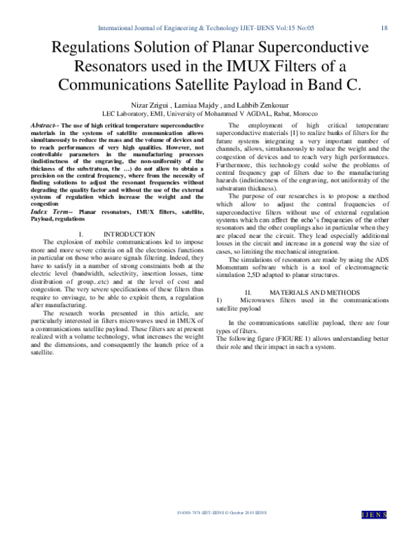 (PDF) Regulations Solution of Planar Superconductive Resonators used in ...