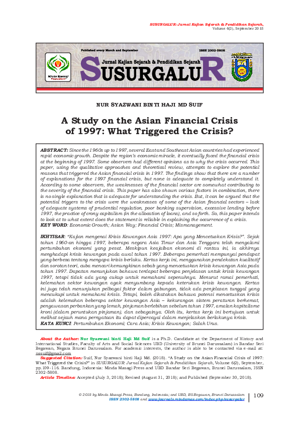 (PDF) A Study on the Asian Financial Crisis of 1997: What Triggered the ...
