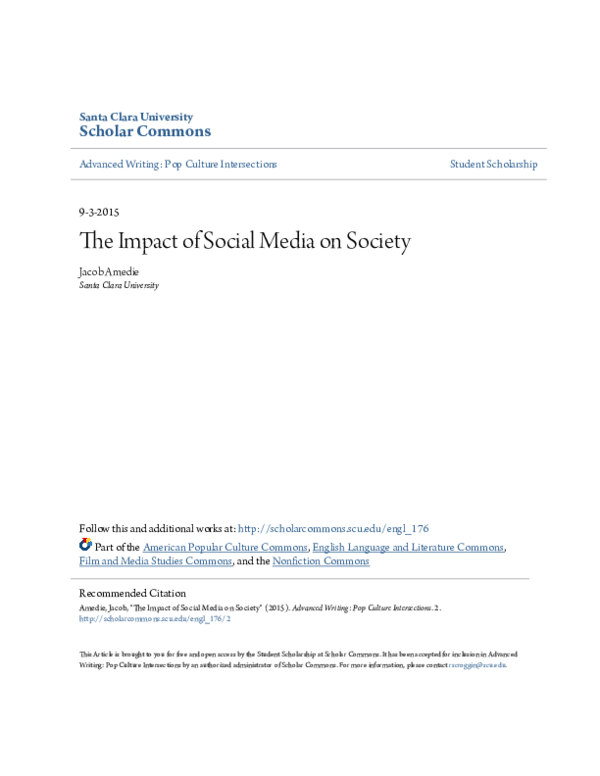 (PDF) The Impact of Social Media on Society