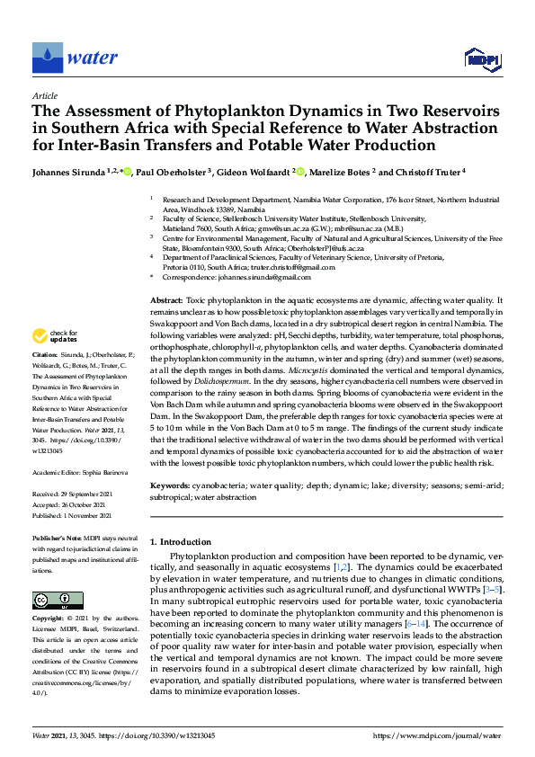 (PDF) The Assessment of Phytoplankton Dynamics in Two Reservoirs in ...