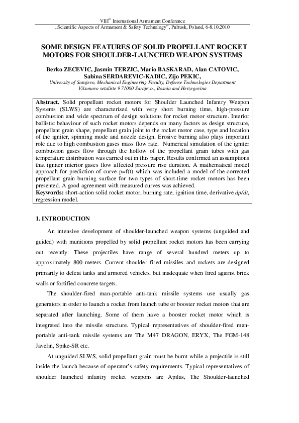 (PDF) Some Design Features of Solid Propellant Rocket Motors for ...
