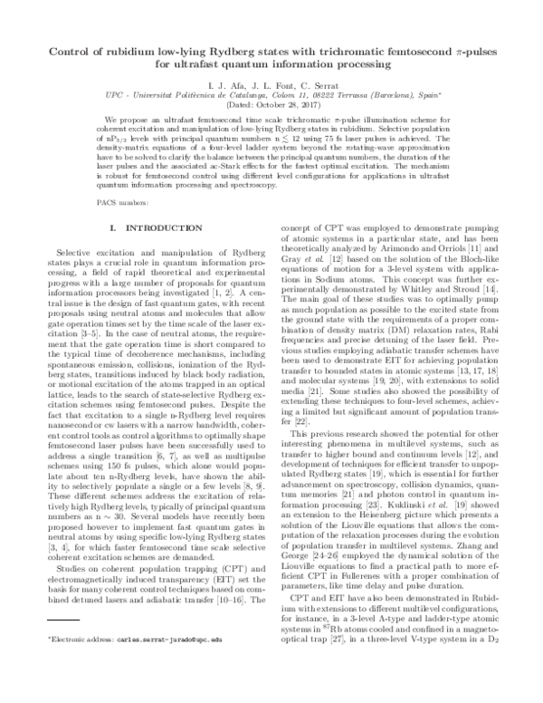 (PDF) Control of rubidium low-lying Rydberg states with trichromatic ...