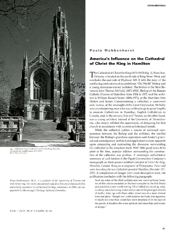 (PDF) America's Influence on the Cathedral of Christ the King in Hamilton