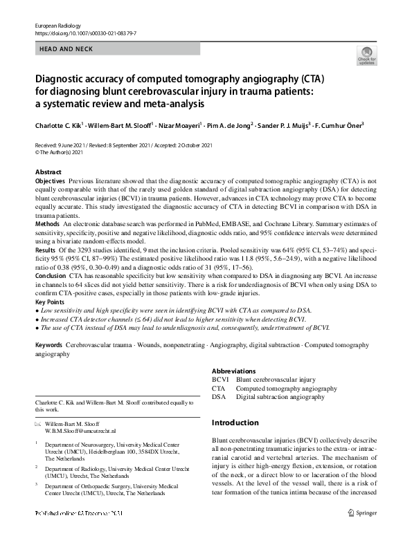 (PDF) Diagnostic accuracy of computed tomography angiography (CTA) for ...