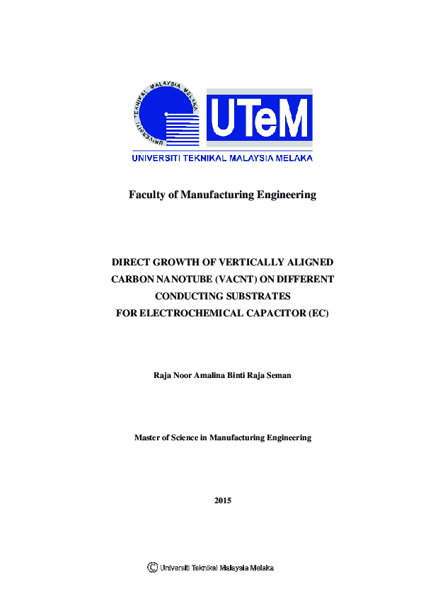 (PDF) Direct Growth Of Vertically Aligned Carbon Nanotube (VACNT) On ...
