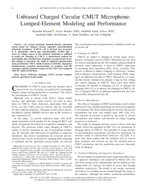 (PDF) Unbiased Charged Circular CMUT Microphone: Lumped-Element ...