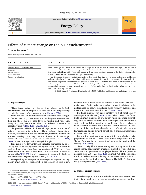 (PDF) Effects of climate change on the built environment