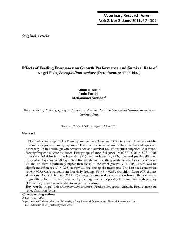 (PDF) Effects of Feeding Frequency on Growth Performance and Survival ...