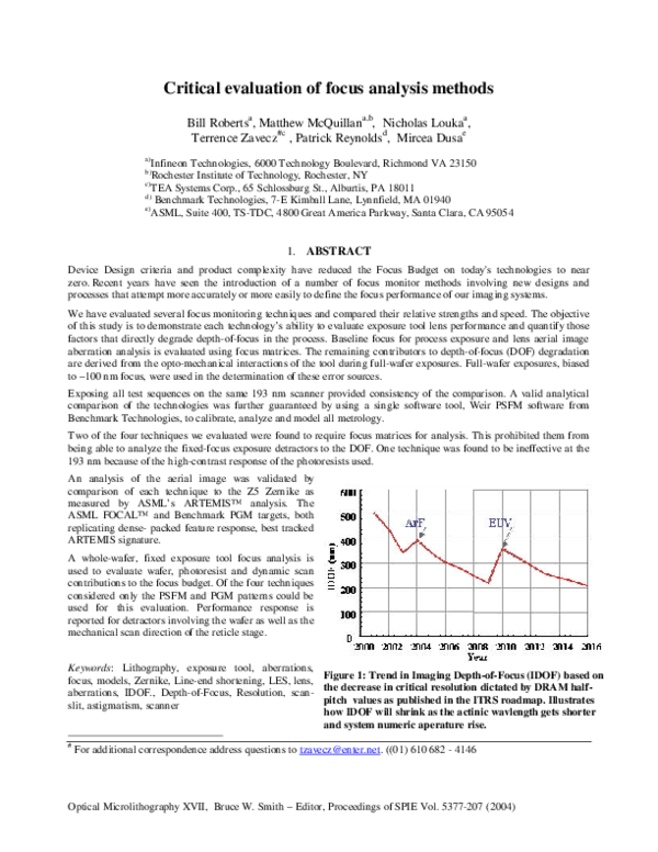(PDF) Critical evaluation of focus analysis methods