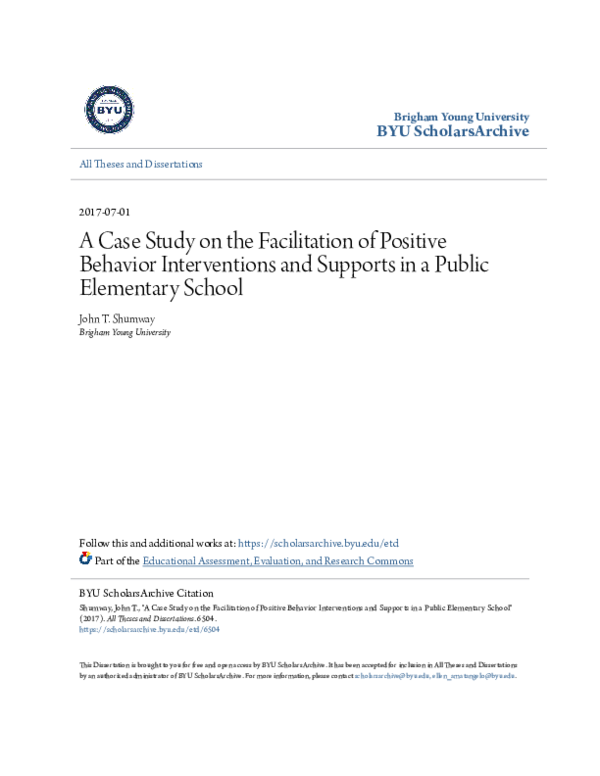 (PDF) A Case Study on the Facilitation of Positive Behavior ...
