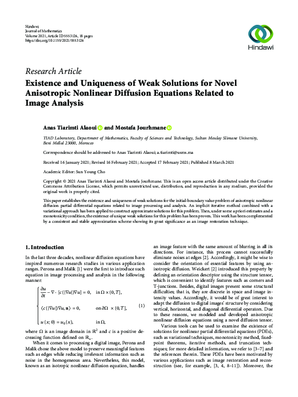 (PDF) Existence and Uniqueness of Weak Solutions for Novel Anisotropic ...