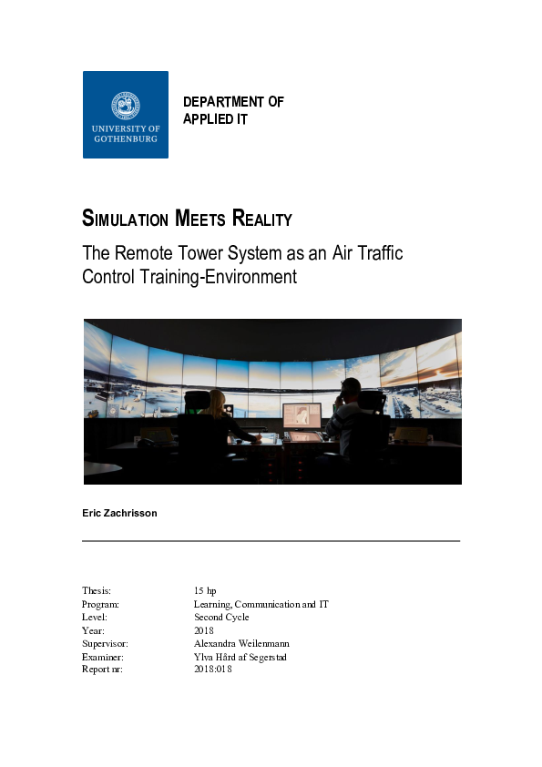 (PDF) SIMULATION MEETS REALITY The Remote Tower System as an Air ...